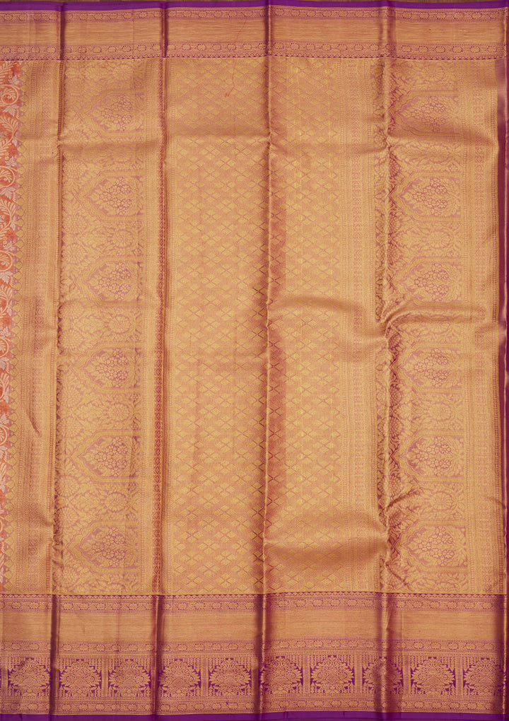 Orange Zariwork Pure Silk Saree