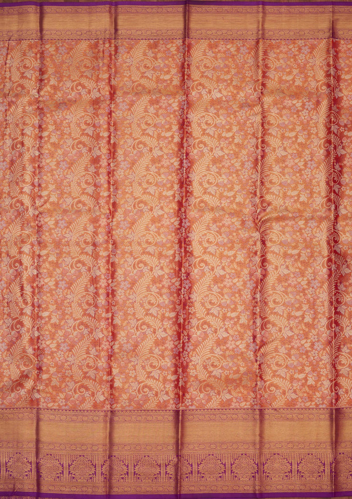 Orange Zariwork Pure Silk Saree