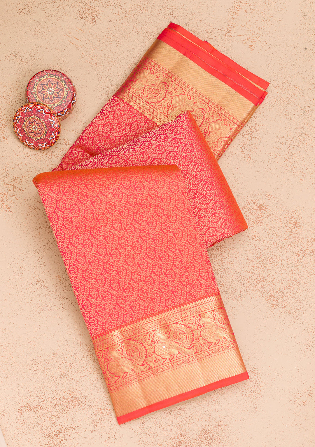 Orange Zariwork Kanjivaram Pure Silk Saree