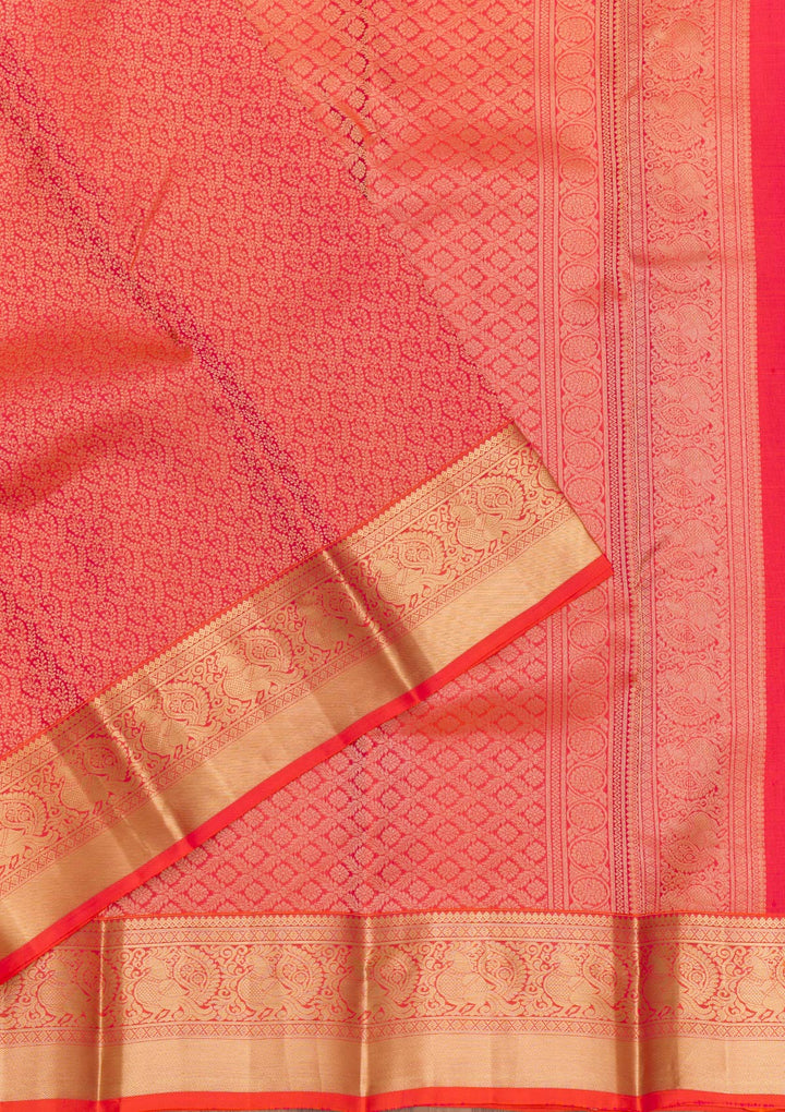 Orange Zariwork Kanjivaram Pure Silk Saree