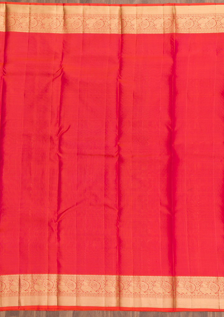Orange Zariwork Kanjivaram Pure Silk Saree