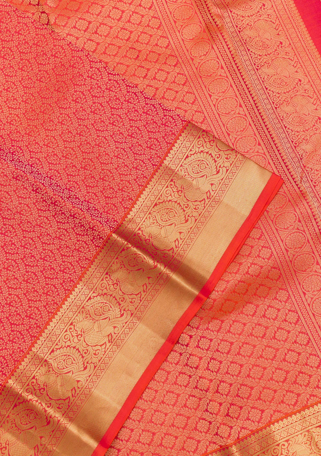 Orange Zariwork Kanjivaram Pure Silk Saree