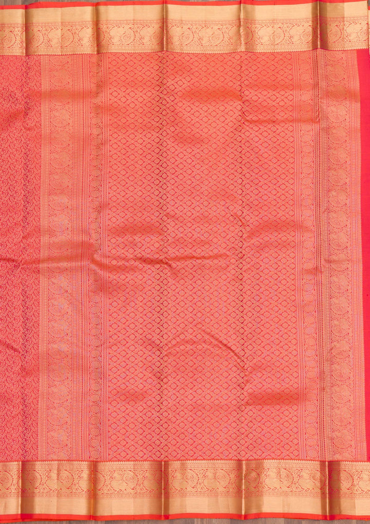 Orange Zariwork Kanjivaram Pure Silk Saree