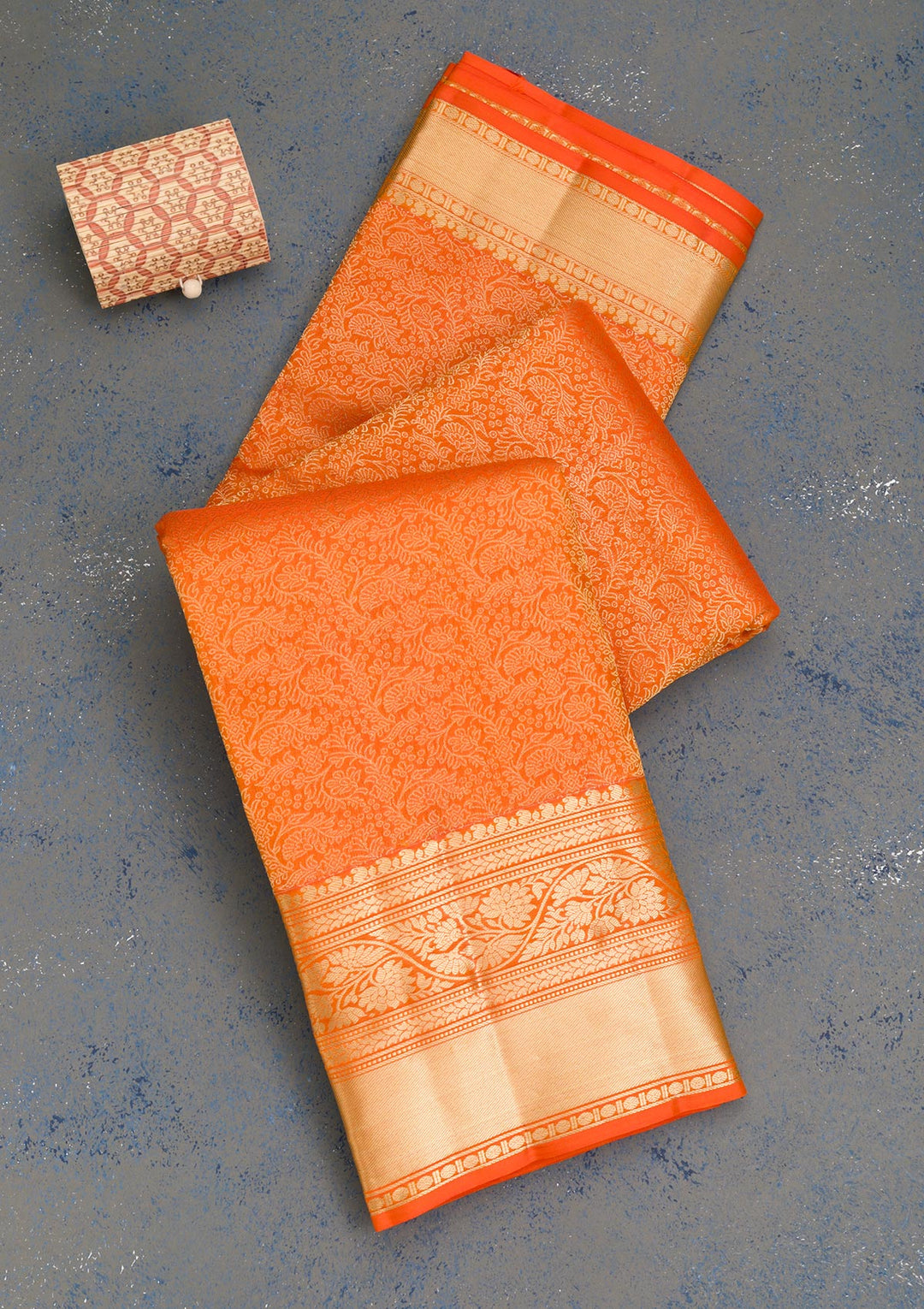 Orange Zariwork Kanjivaram Pure Silk Saree