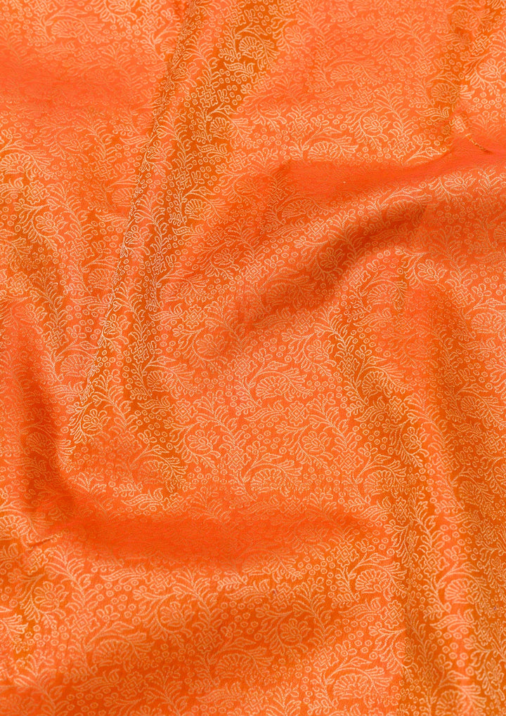 Orange Zariwork Kanjivaram Pure Silk Saree