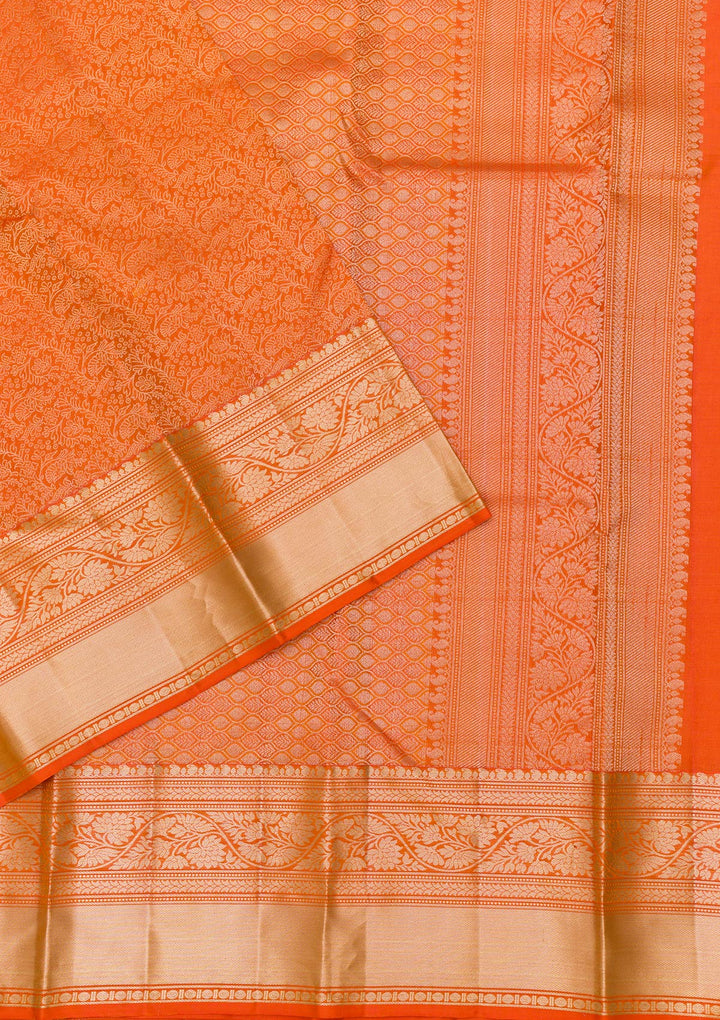 Orange Zariwork Kanjivaram Pure Silk Saree