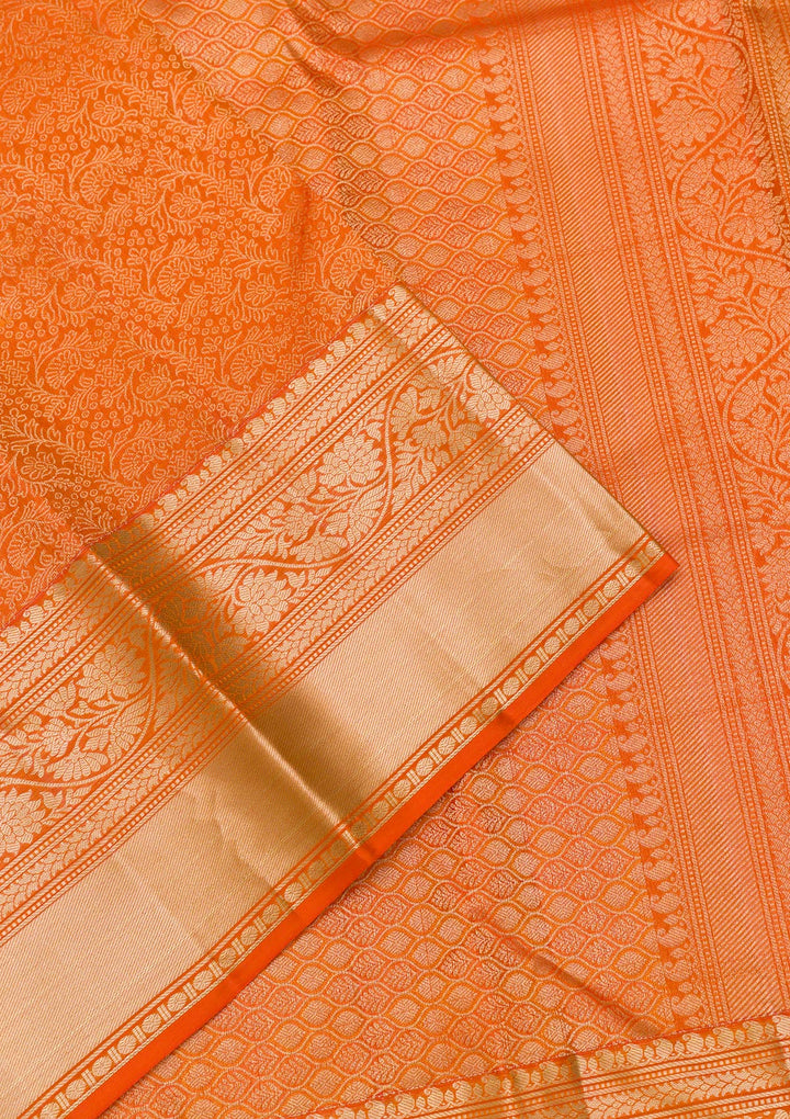 Orange Zariwork Kanjivaram Pure Silk Saree