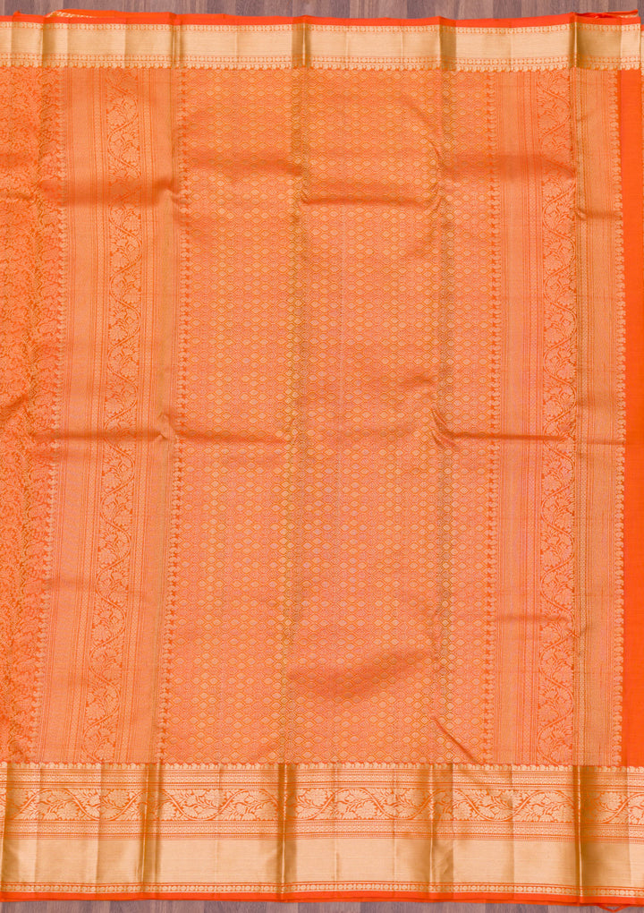 Orange Zariwork Kanjivaram Pure Silk Saree
