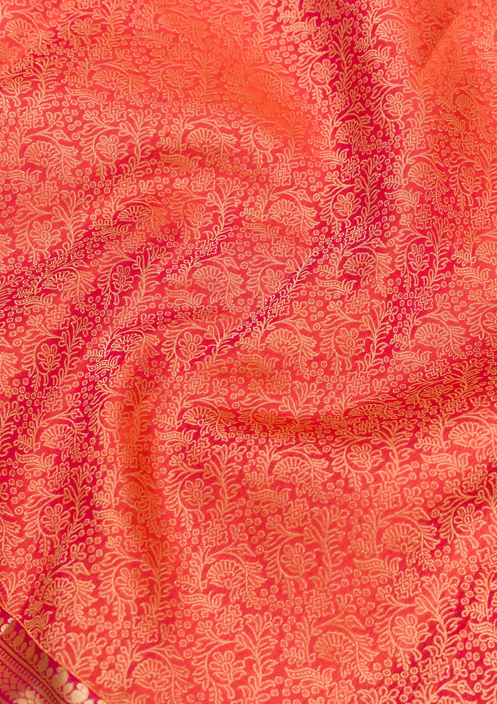 Orange Zariwork Pure Silk Saree-Koskii