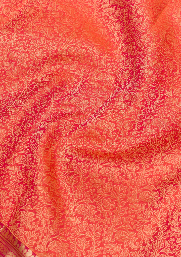 Orange Zariwork Pure Silk Saree-Koskii