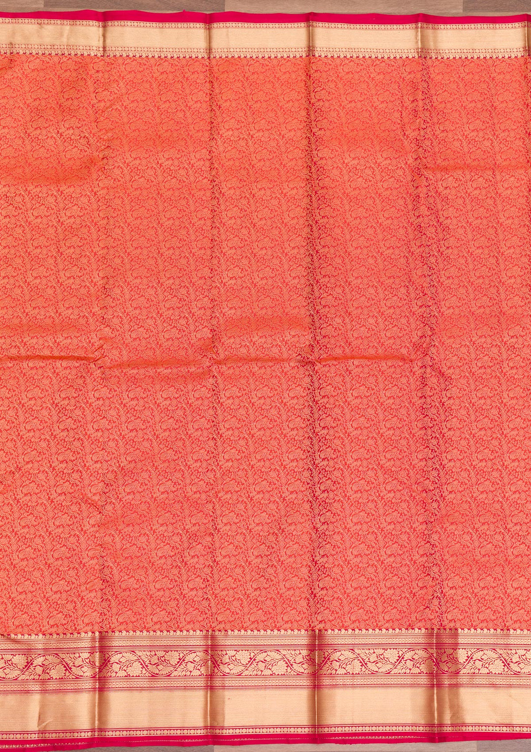 Orange Zariwork Pure Silk Saree-Koskii