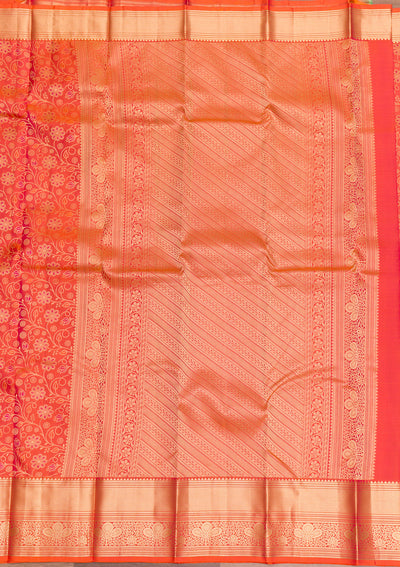 Orange Zariwork Pure Silk Saree-Koskii