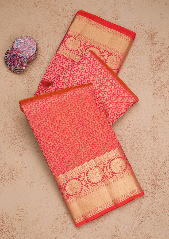 Orange Zariwork Banarasi Pure Silk Saree