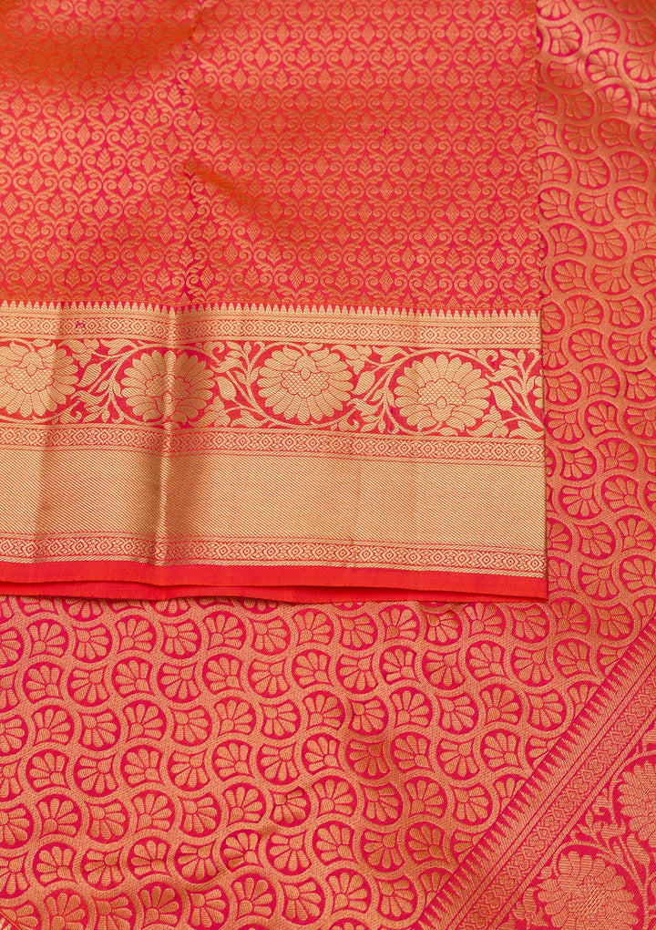 Orange Zariwork Banarasi Pure Silk Saree
