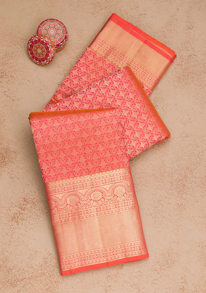 Orange Zariwork Pure Silk Saree