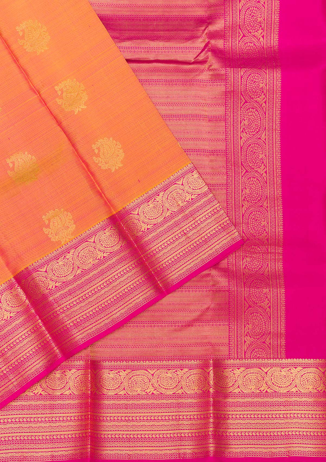 Orange Zariwork Kanjivaram Pure Silk Saree