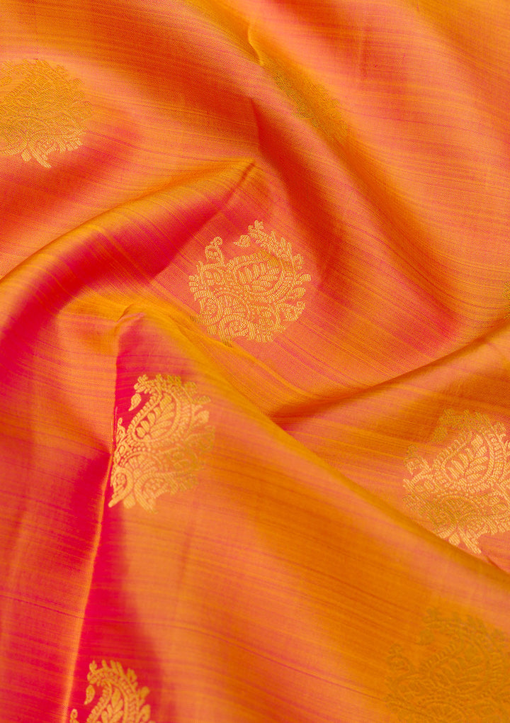 Orange Zariwork Kanjivaram Pure Silk Saree