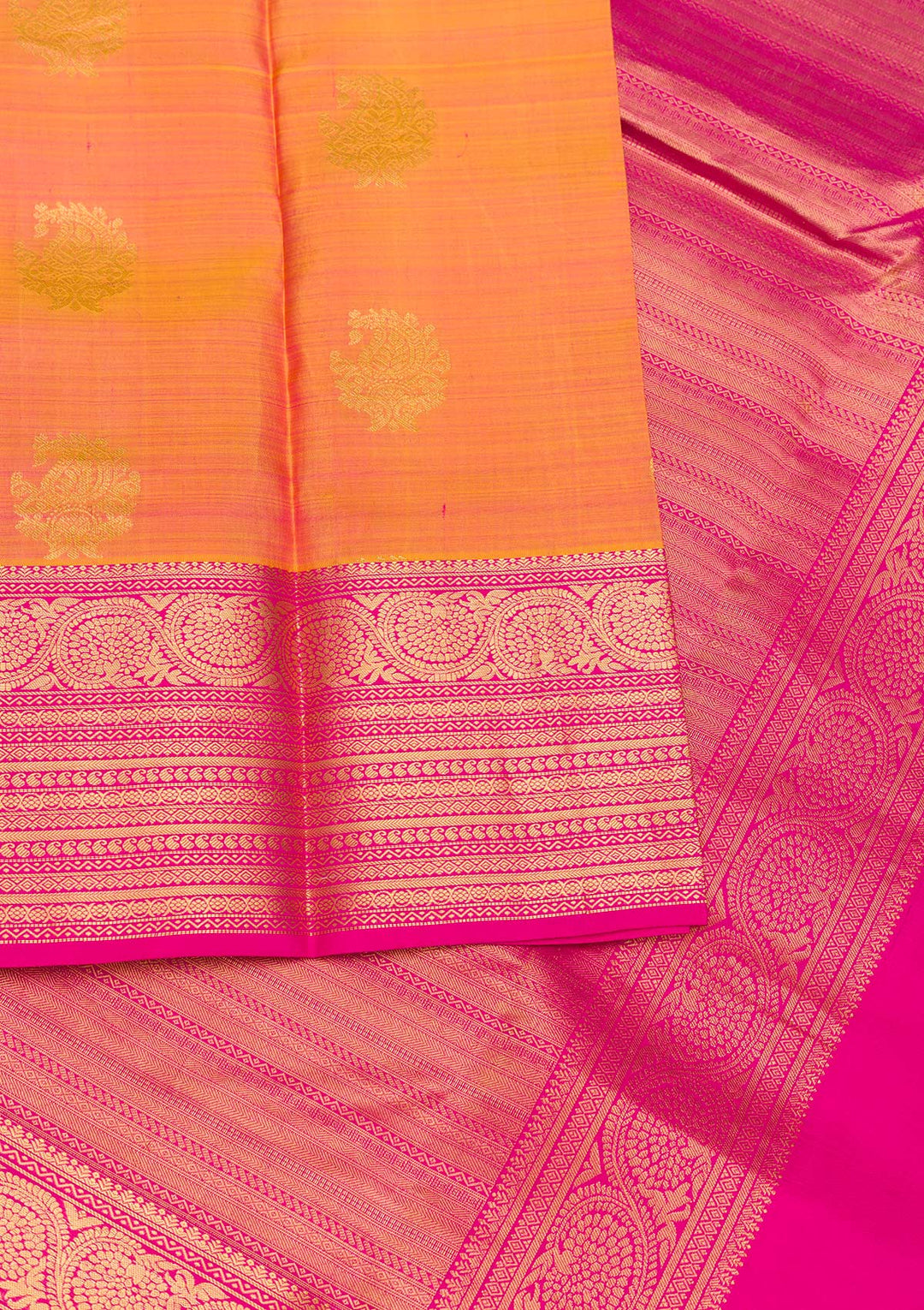 Orange Zariwork Kanjivaram Pure Silk Saree