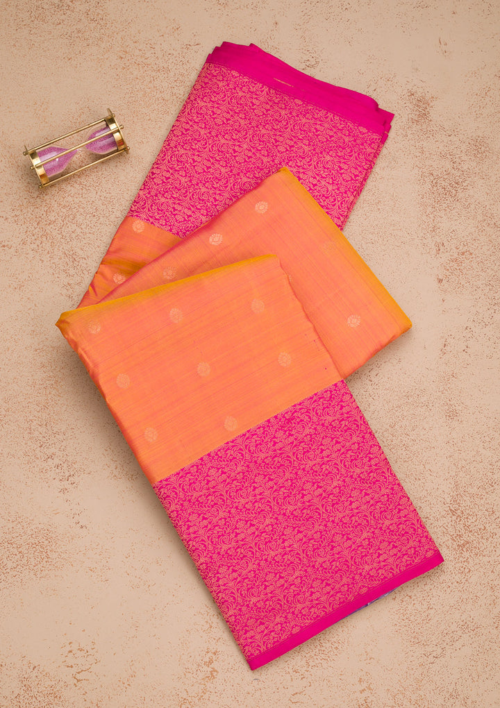 Orange Zariwork Kanjivaram Pure Silk Saree