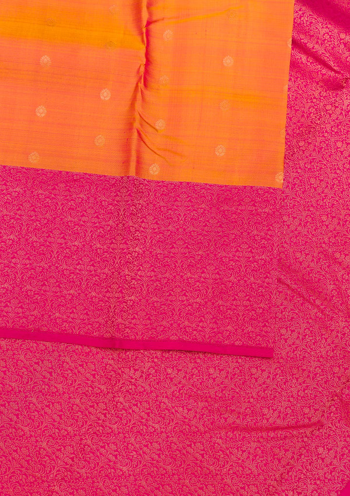 Orange Zariwork Kanjivaram Pure Silk Saree