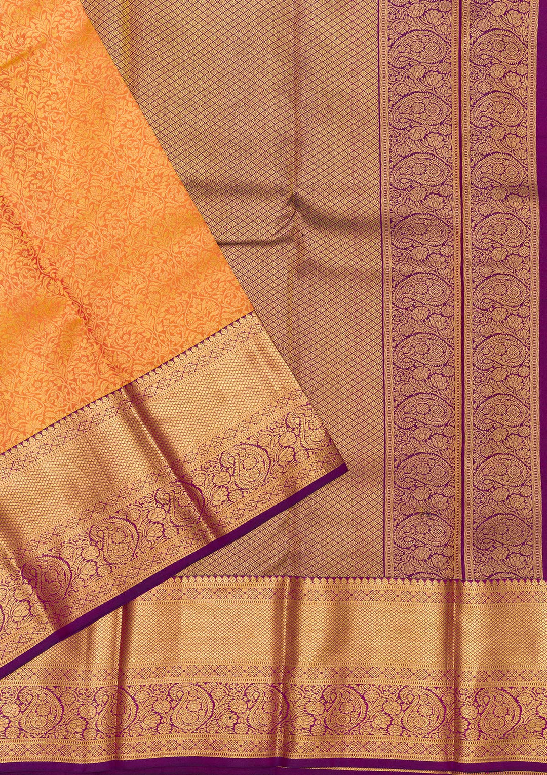 Orange Zariwork Banarasi Pure Silk Saree