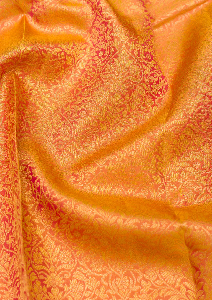 Orange Zariwork Banarasi Pure Silk Saree