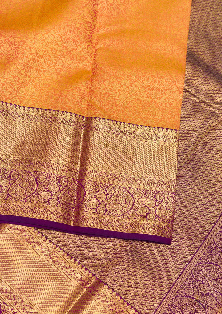 Orange Zariwork Banarasi Pure Silk Saree