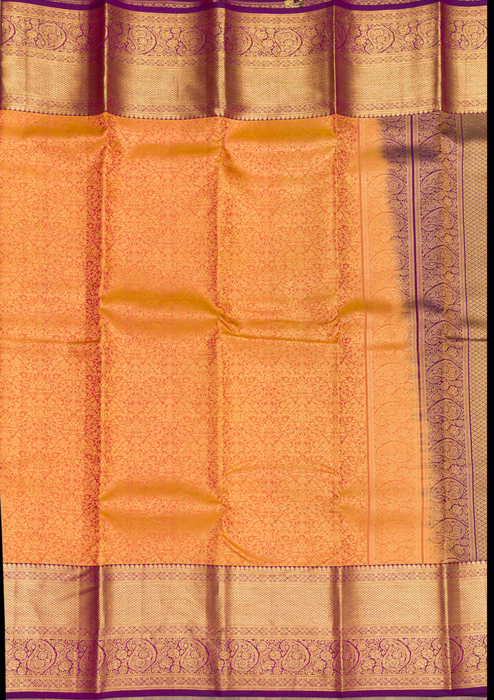 Orange Zariwork Banarasi Pure Silk Saree