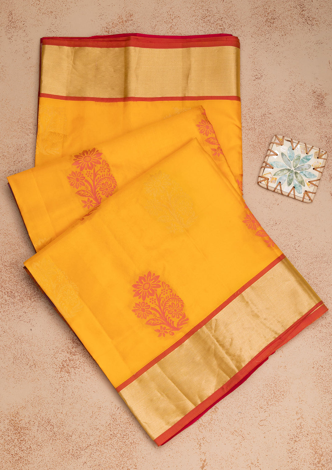 Orange Zariwork Pure Silk Saree