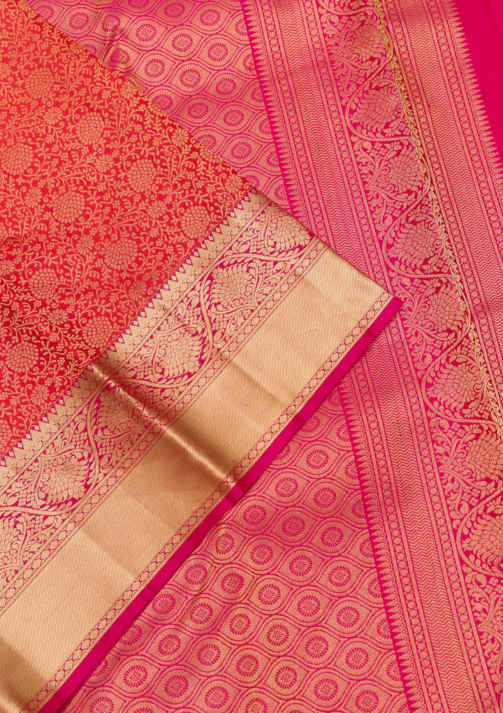 Orange Zariwork Pure Silk Saree