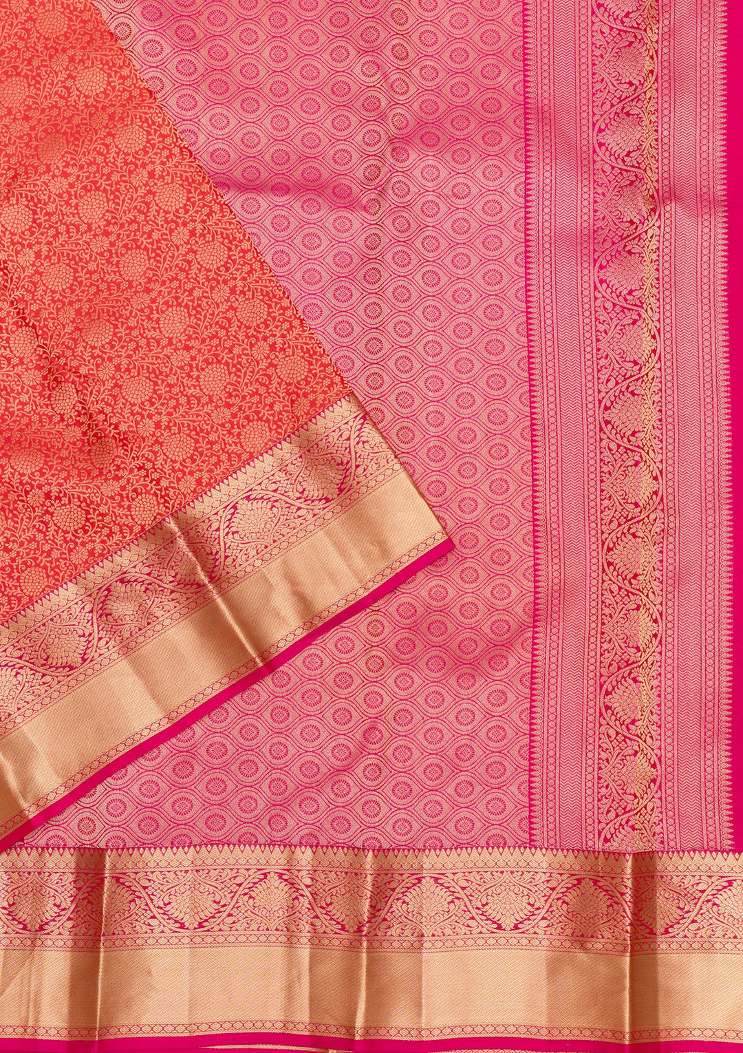 Orange Zariwork Pure Silk Saree-Koskii