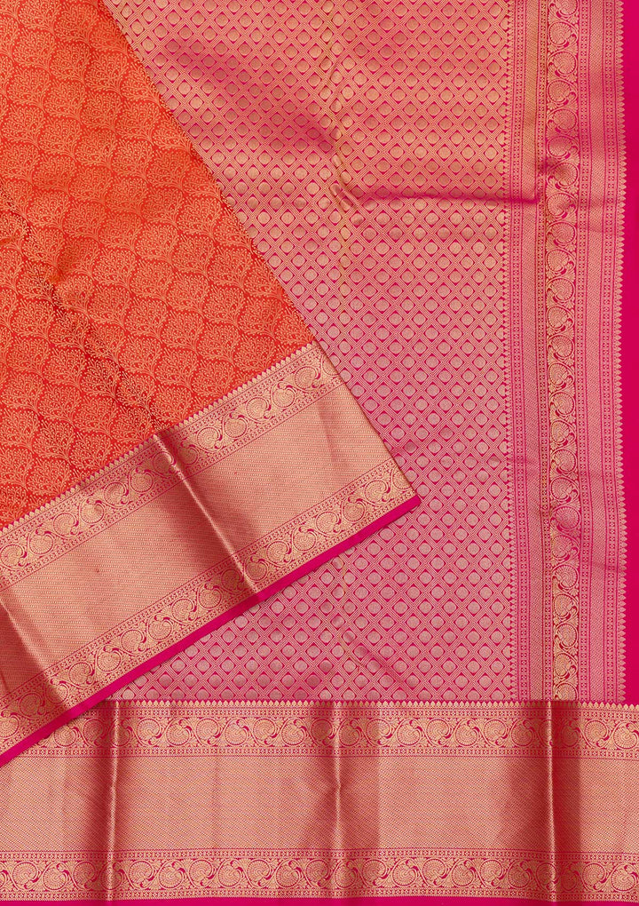 Orange Zariwork Banarasi Pure Silk Saree