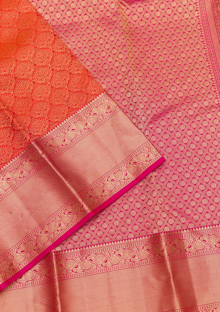 Orange Zariwork Banarasi Pure Silk Saree