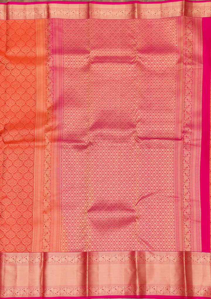 Orange Zariwork Banarasi Pure Silk Saree