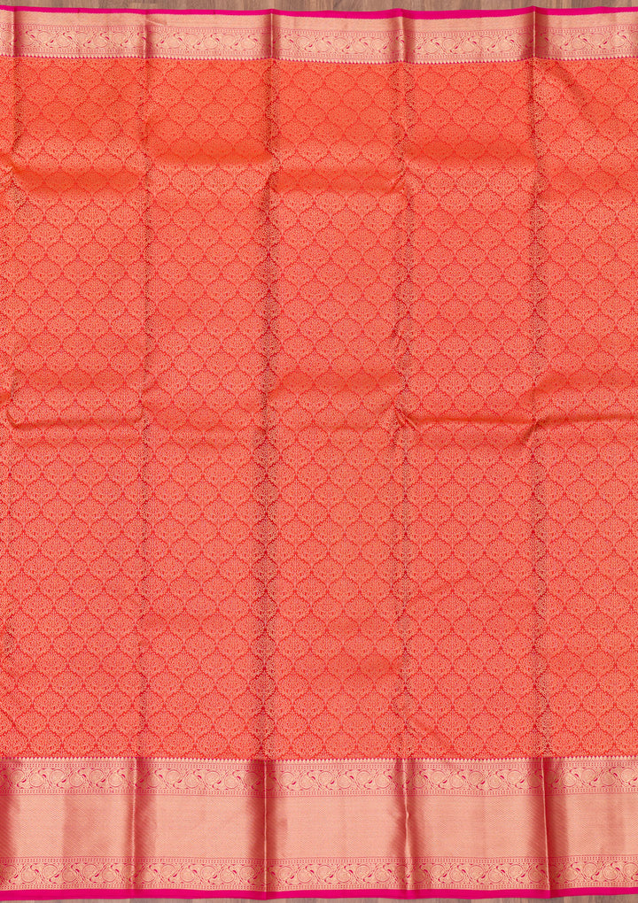 Orange Zariwork Banarasi Pure Silk Saree