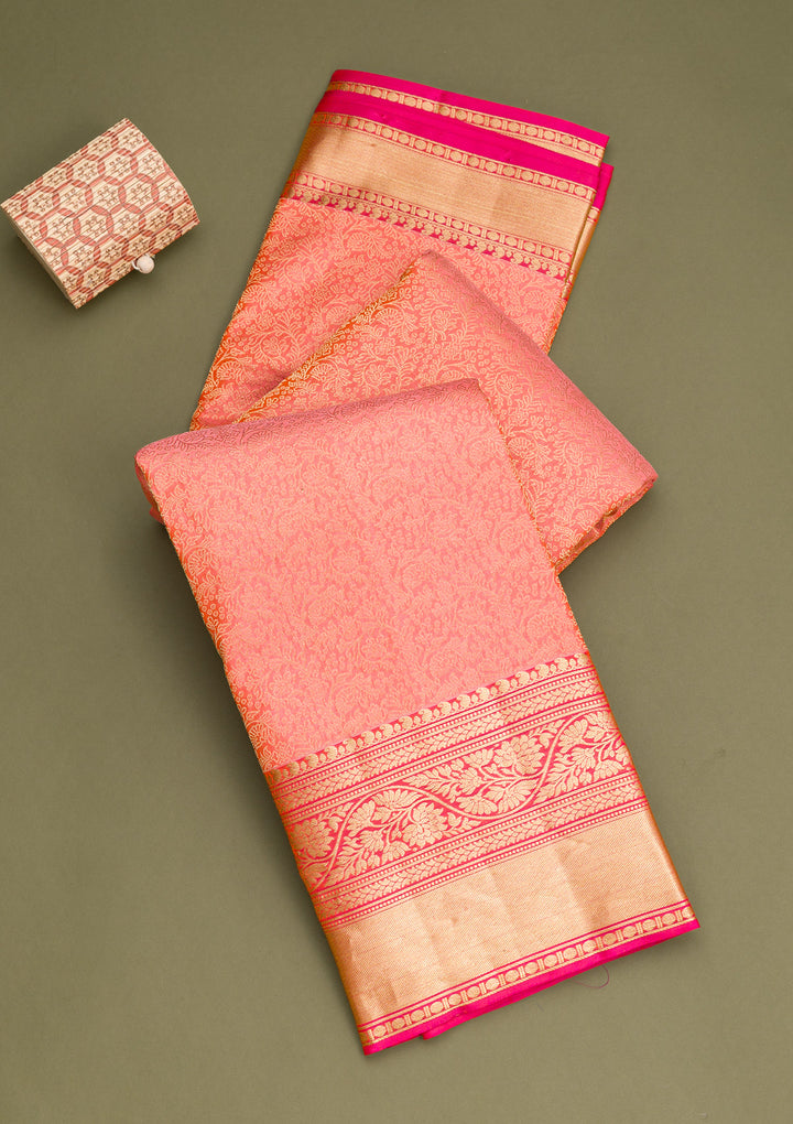 Orange Zariwork Banarasi Pure Silk Saree