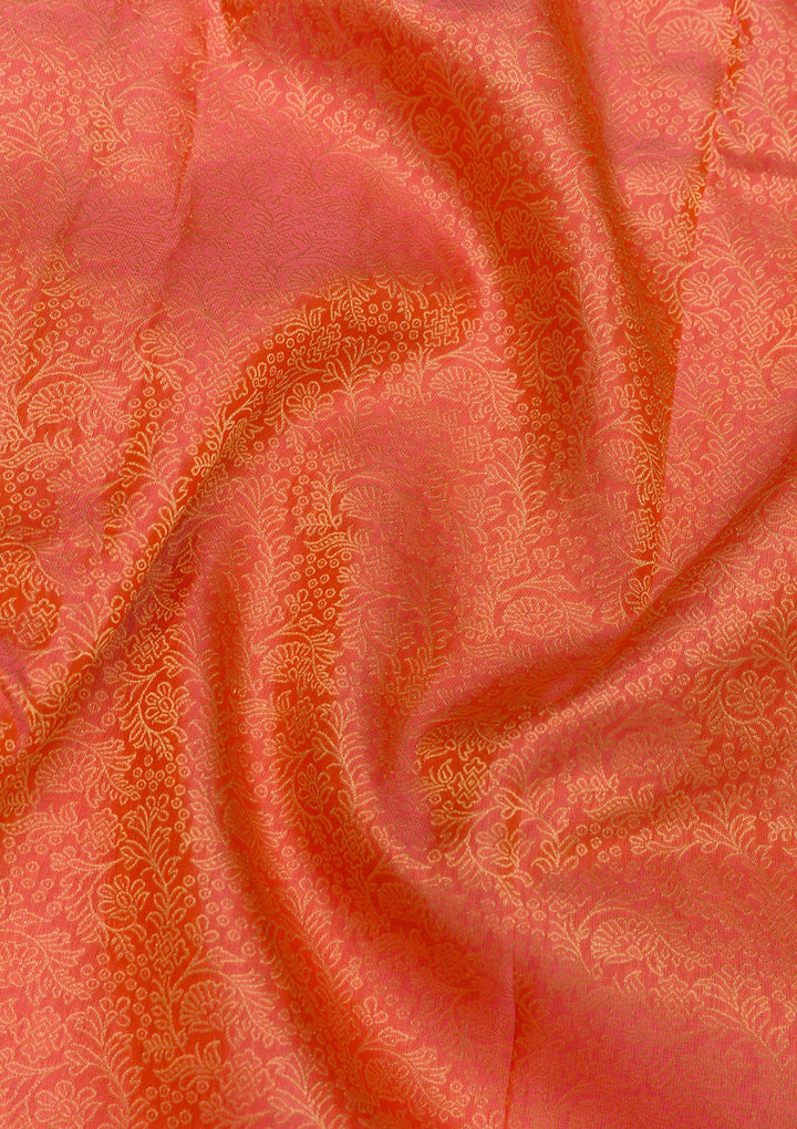 Orange Zariwork Banarasi Pure Silk Saree