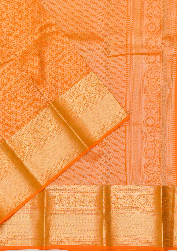 Orange Zariwork Kanjivaram Pure Silk Saree