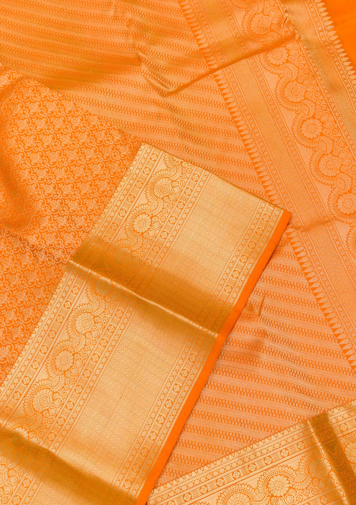 Orange Zariwork Kanjivaram Pure Silk Saree