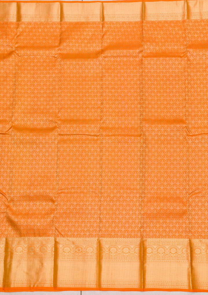 Orange Zariwork Kanjivaram Pure Silk Saree