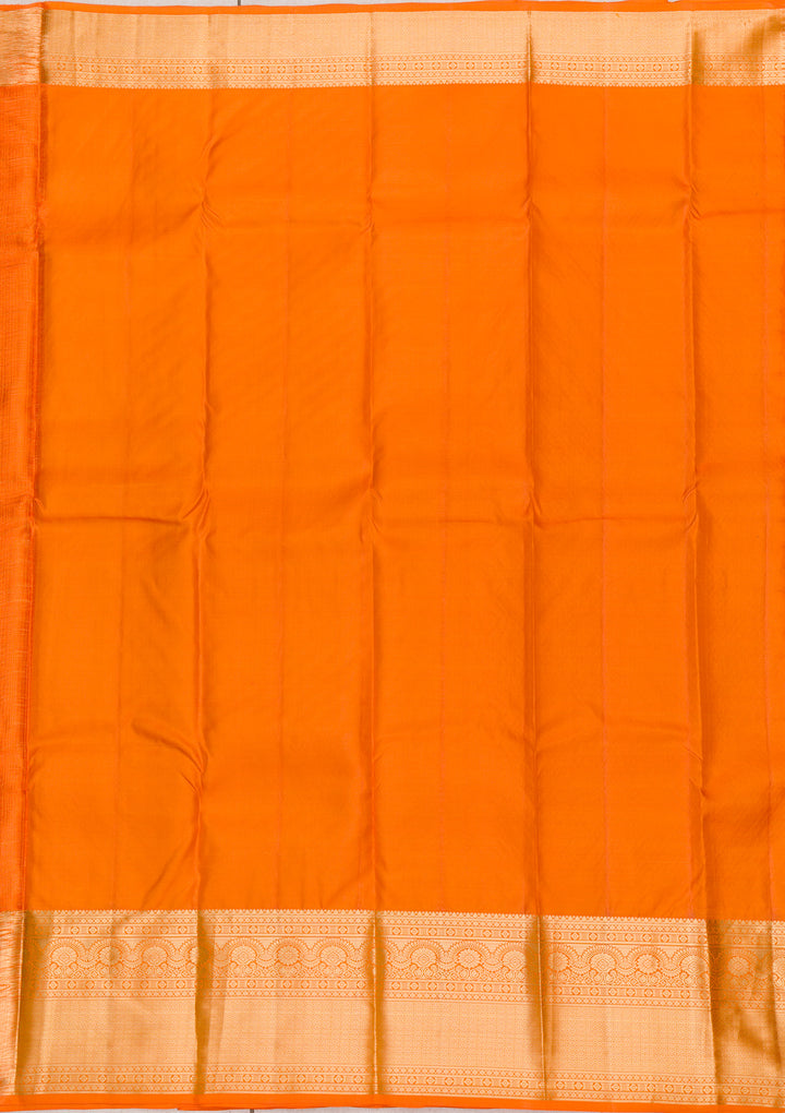 Orange Zariwork Kanjivaram Pure Silk Saree