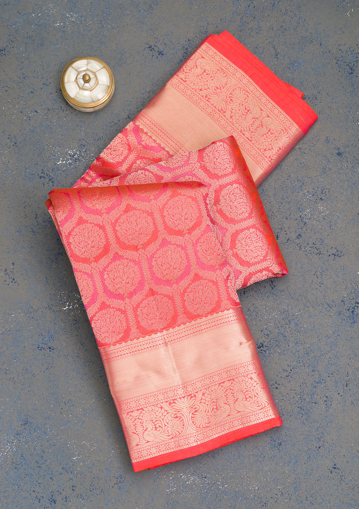 Orange Zariwork Kanjivaram Pure Silk Saree