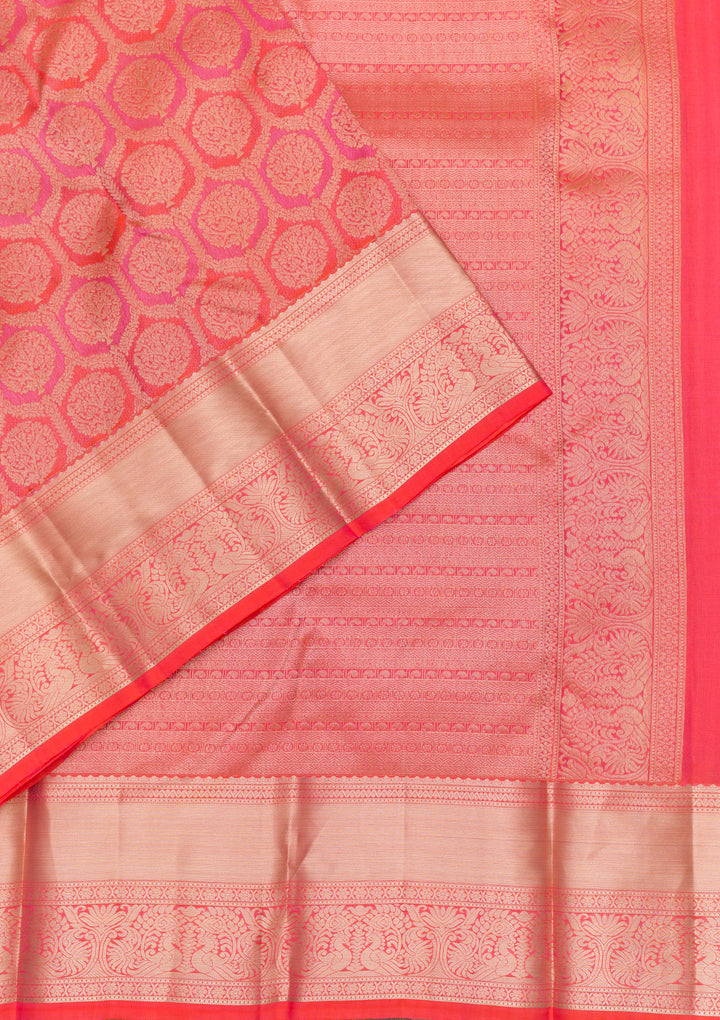Orange Zariwork Kanjivaram Pure Silk Saree