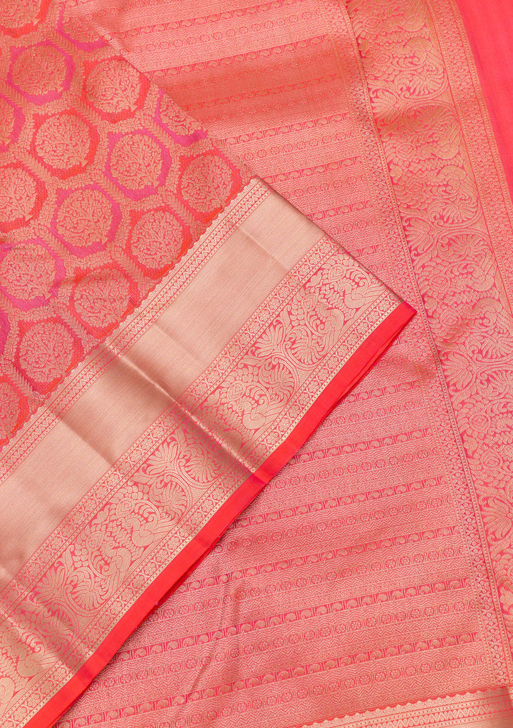 Orange Zariwork Kanjivaram Pure Silk Saree