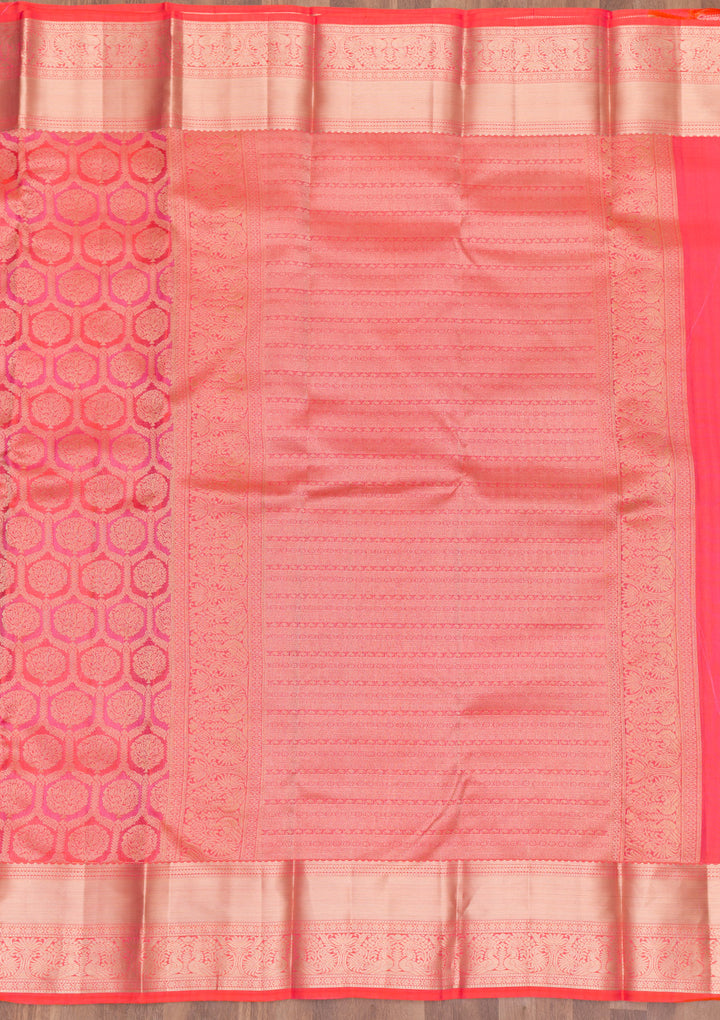 Orange Zariwork Kanjivaram Pure Silk Saree