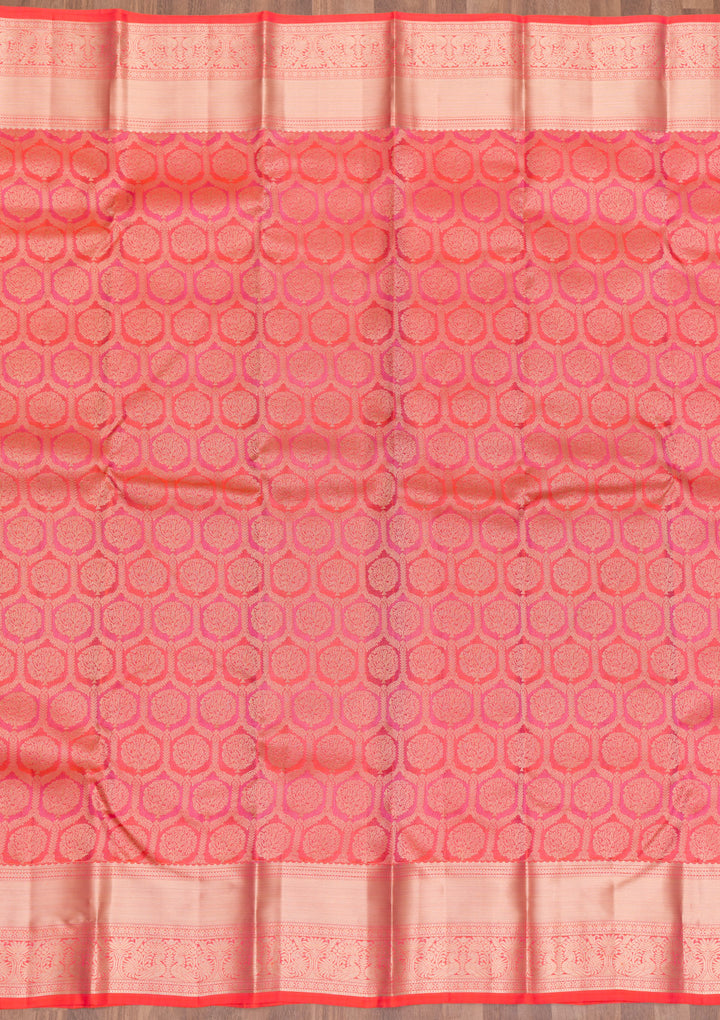 Orange Zariwork Kanjivaram Pure Silk Saree