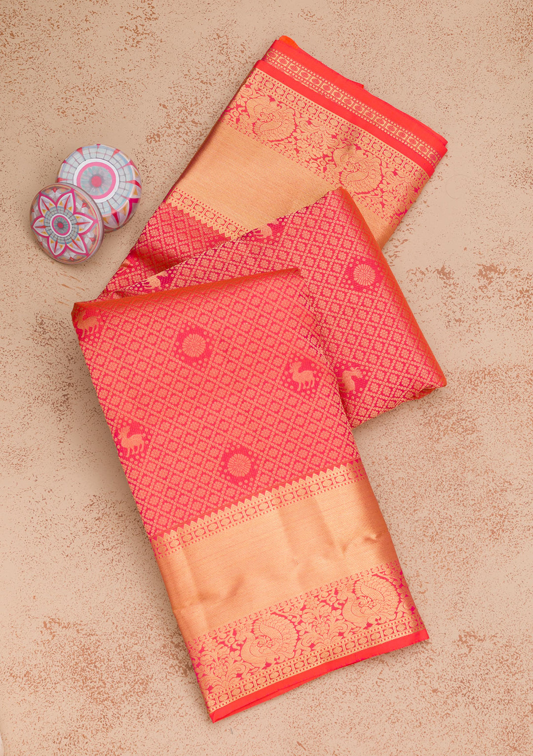 Orange Zariwork Pure Silk Saree-Koskii