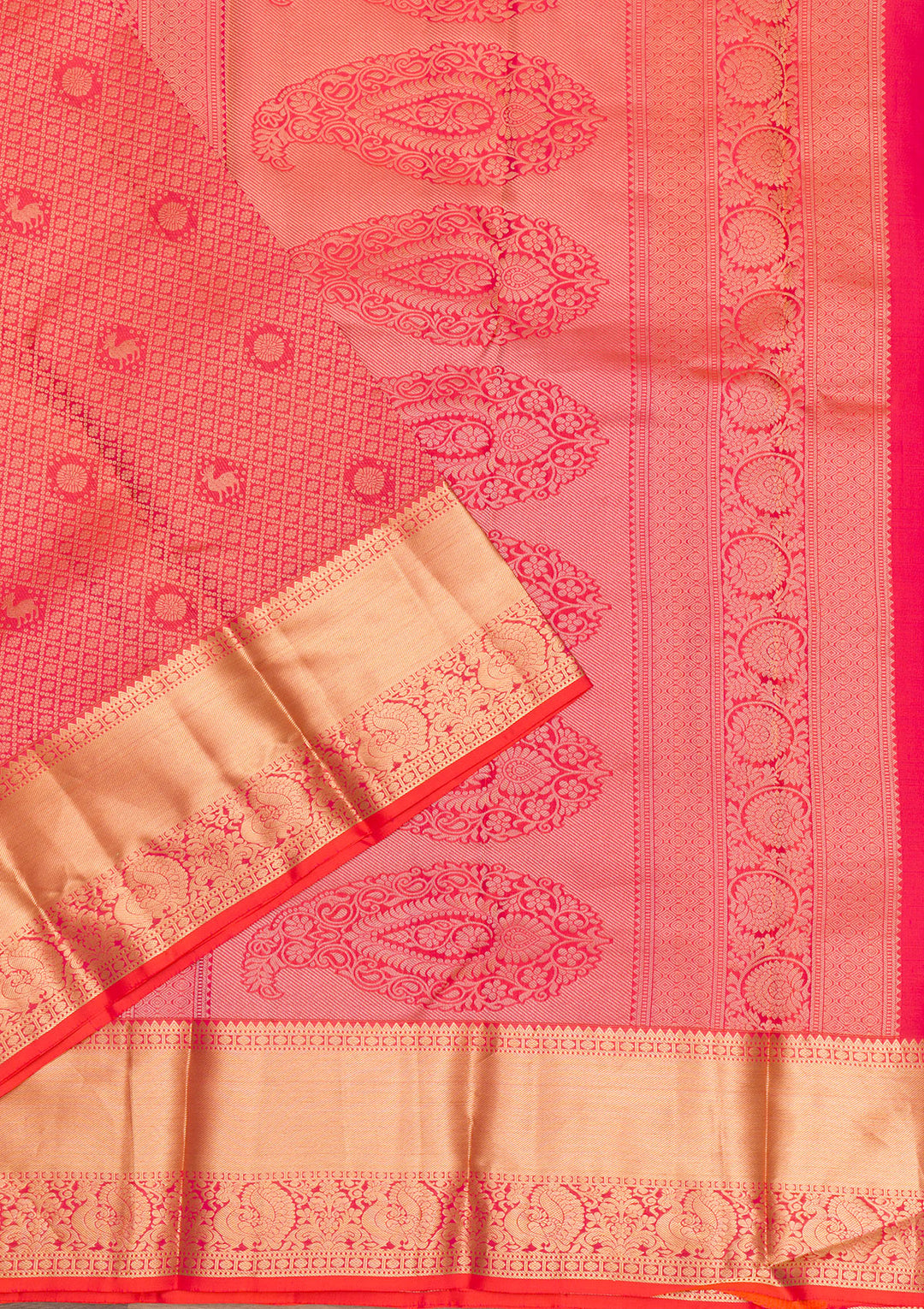 Orange Zariwork Pure Silk Saree-Koskii