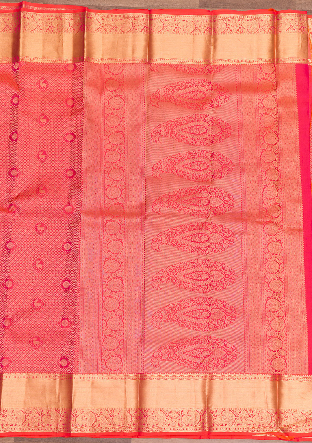 Orange Zariwork Pure Silk Saree-Koskii