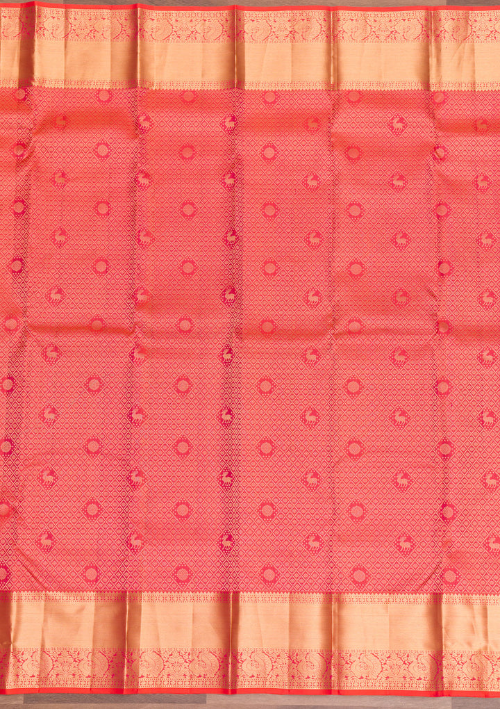 Orange Zariwork Pure Silk Saree-Koskii